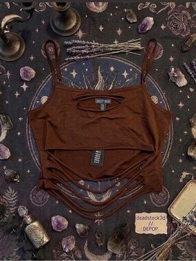 Current Mood x Dolls Kill Distressed Tank - Brown